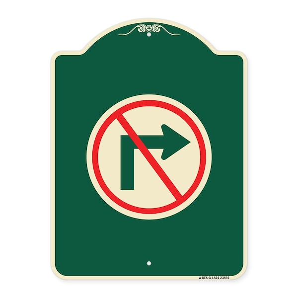 Signmission No Right Turn Graphic Only Heavy-Gauge Aluminum Architectural Sign, 24" x 18", G-1824-23592 A-DES-G-1824-23592 - main